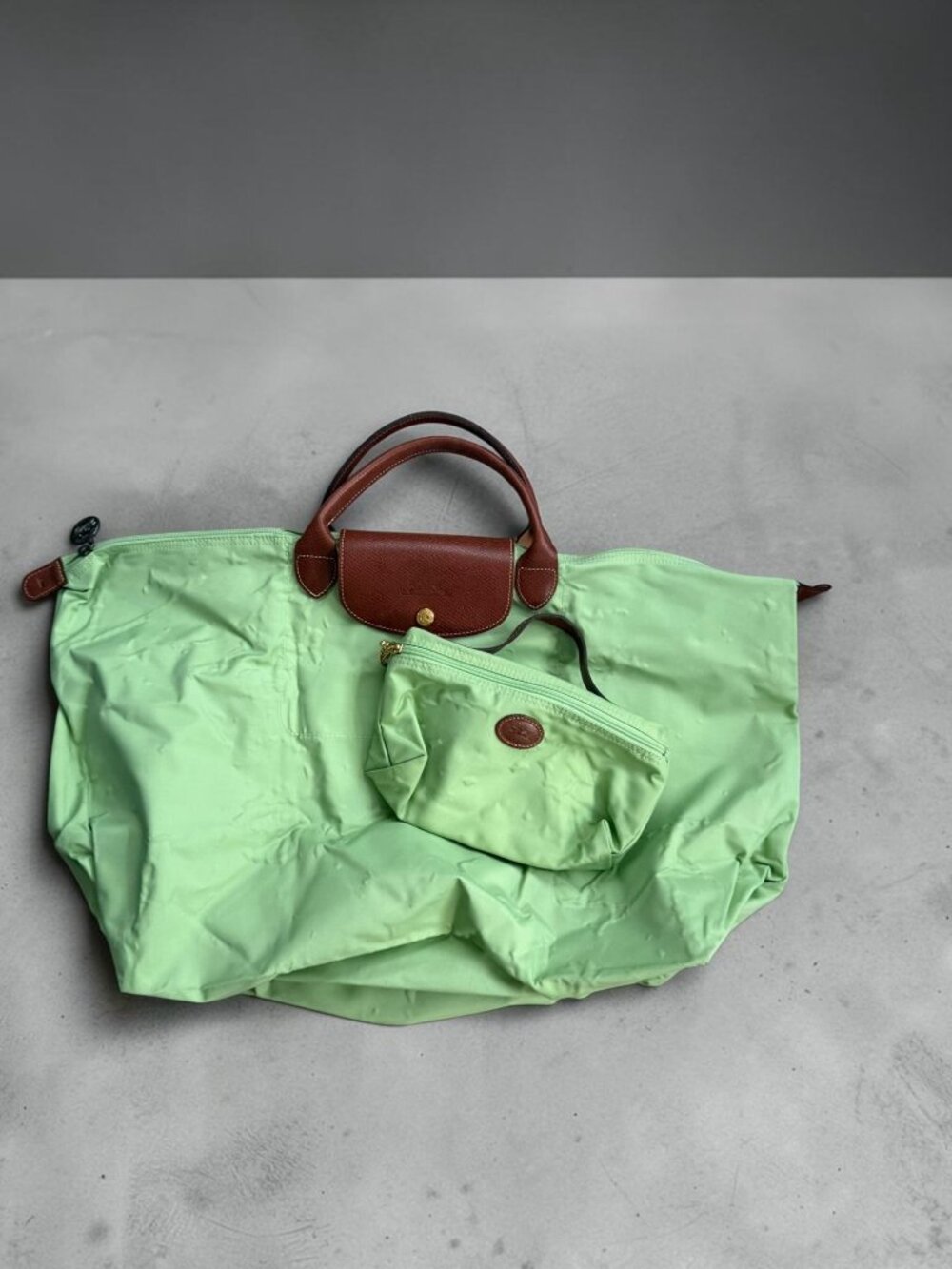 LONGCHAMP Le Pliage Large Travel Bag w/ Matching Toiletry Bag